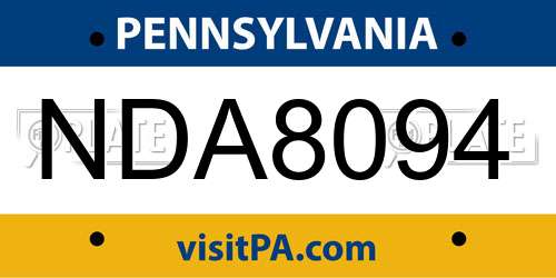 NDA8094 Pennsylvania License Plate
