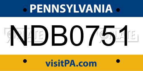 NDB0751 Pennsylvania License Plate