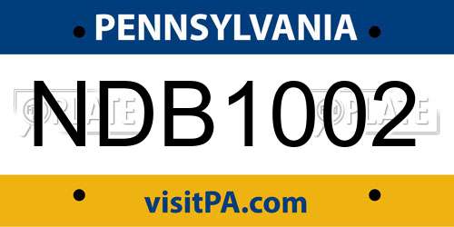 NDB1002 Pennsylvania License Plate