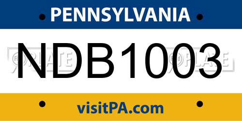 NDB1003 Pennsylvania License Plate