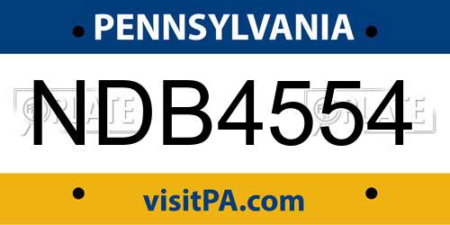 NDB4554 Pennsylvania License Plate