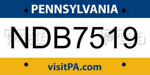 NDB7519 Pennsylvania License Plate
