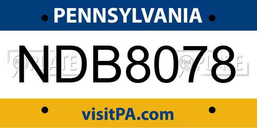 NDB8078 Pennsylvania License Plate