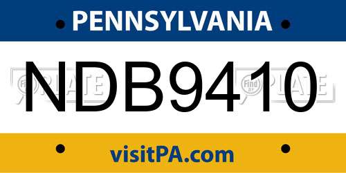 NDB9410 Pennsylvania License Plate