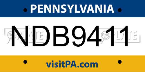 NDB9411 Pennsylvania License Plate