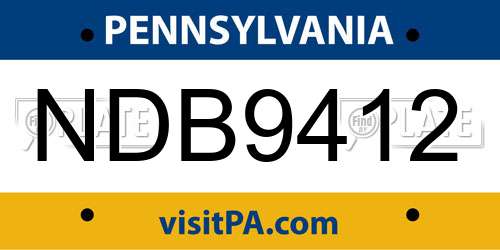 NDB9412 Pennsylvania License Plate