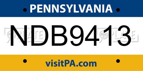 NDB9413 Pennsylvania License Plate