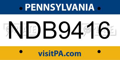 NDB9416 Pennsylvania License Plate