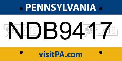 NDB9417 Pennsylvania License Plate