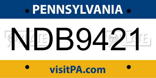 NDB9421 Pennsylvania License Plate