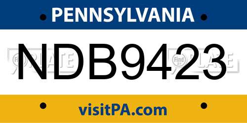 NDB9423 Pennsylvania License Plate