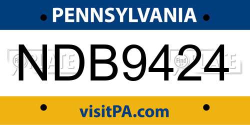 NDB9424 Pennsylvania License Plate