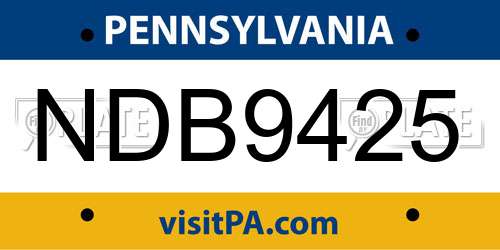 NDB9425 Pennsylvania License Plate
