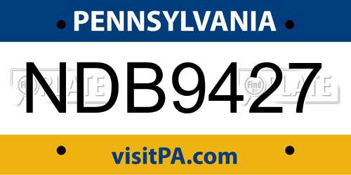 NDB9427 Pennsylvania License Plate
