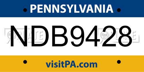 NDB9428 Pennsylvania License Plate