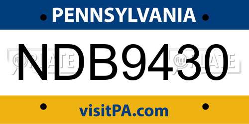 NDB9430 Pennsylvania License Plate