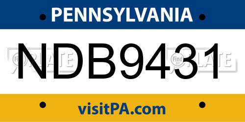 NDB9431 Pennsylvania License Plate
