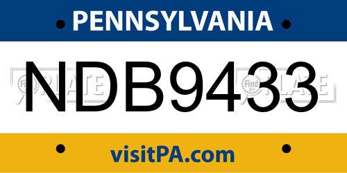 NDB9433 Pennsylvania License Plate