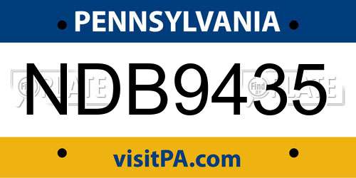 NDB9435 Pennsylvania License Plate