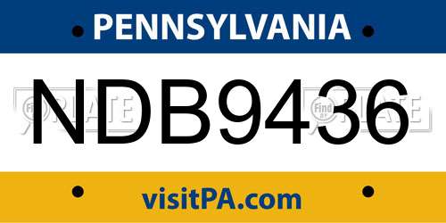 NDB9436 Pennsylvania License Plate