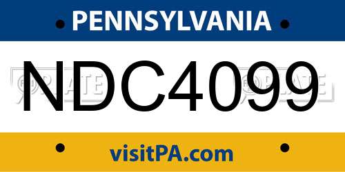 NDC4099 Pennsylvania License Plate