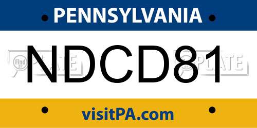 NDCD81 Pennsylvania License Plate