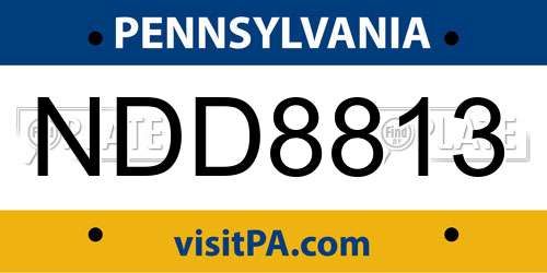 NDD8813 Pennsylvania License Plate
