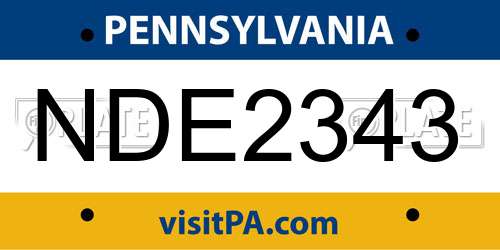 NDE2343 Pennsylvania License Plate