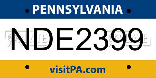 NDE2399 Pennsylvania License Plate