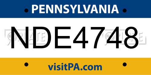 NDE4748 Pennsylvania License Plate