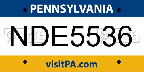 NDE5536 Pennsylvania License Plate