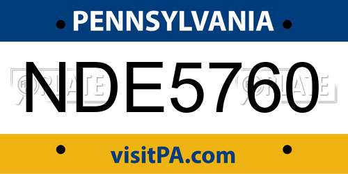 NDE5760 Pennsylvania License Plate