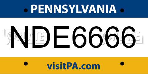 NDE6666 Pennsylvania License Plate