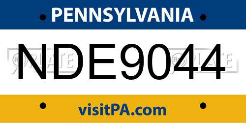NDE9044 Pennsylvania License Plate