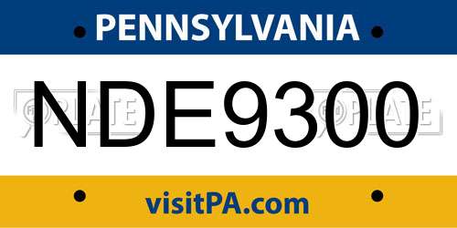 NDE9300 Pennsylvania License Plate