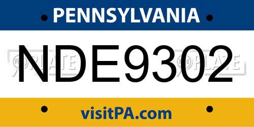 NDE9302 Pennsylvania License Plate