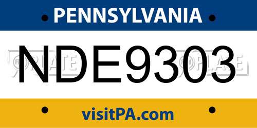 NDE9303 Pennsylvania License Plate