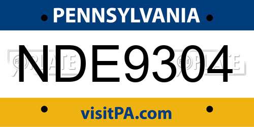 NDE9304 Pennsylvania License Plate