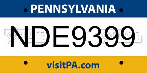 NDE9399 Pennsylvania License Plate