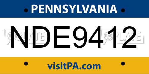 NDE9412 Pennsylvania License Plate