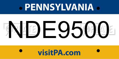 NDE9500 Pennsylvania License Plate