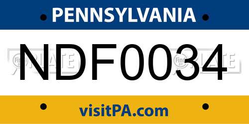 NDF0034 Pennsylvania License Plate