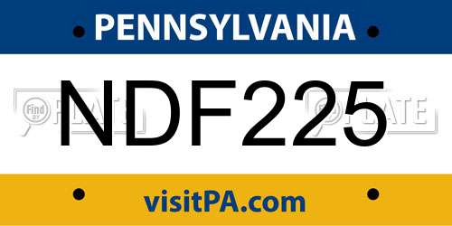 NDF225 Pennsylvania License Plate