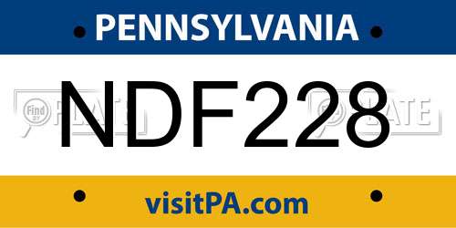 NDF228 Pennsylvania License Plate
