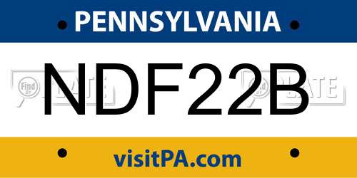 NDF22B Pennsylvania License Plate
