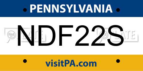 NDF22S Pennsylvania License Plate
