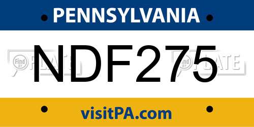 NDF275 Pennsylvania License Plate
