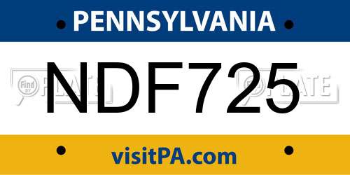 NDF725 Pennsylvania License Plate