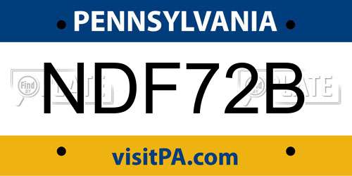 NDF72B Pennsylvania License Plate