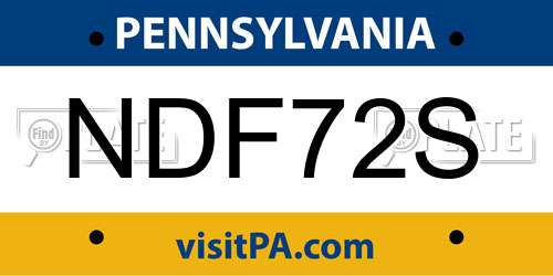 NDF72S Pennsylvania License Plate